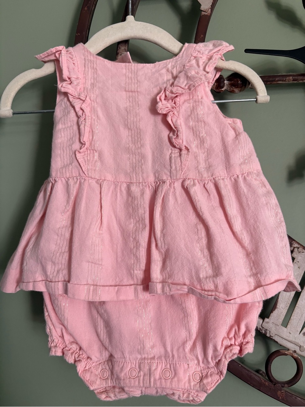 Janie and Jack Blush Pink Ruffle Baby Romper